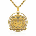 Samoan Shield Pendant - 18k gold-plated Samoan coat of arms pendant by Hauz o Mana