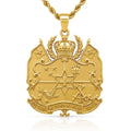 Tongan Shield Pendant - 18k gold-plated Tongan coat of arms pendant by Hauz o Mana